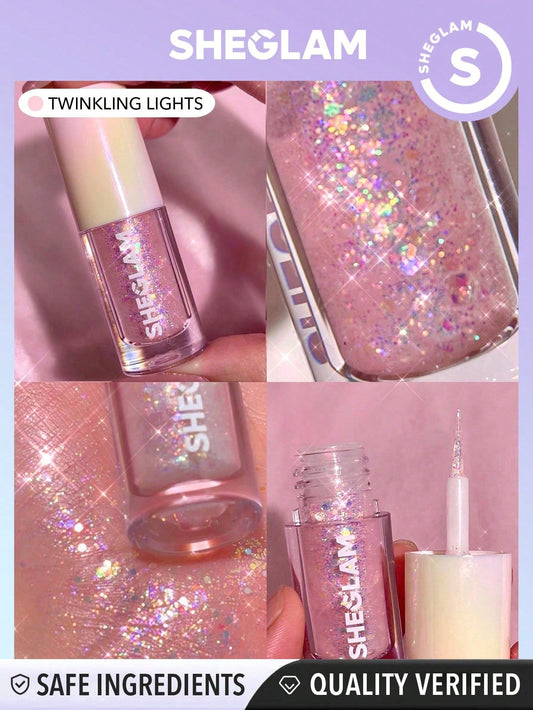 SHEGLAM Glitter Liner-Twinkling Lights Pink Glitter Eyeshadow Gel Fashion Color Evenly Pigmented Glitter Shimmer Eyeliner Black Friday Winter Party Eyeshadow