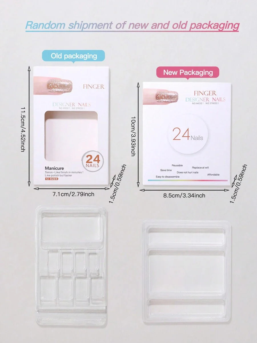 SHEIN أظافر اصطناعية – تصميم لوز وستيليتو ثلاثي الأبعاد