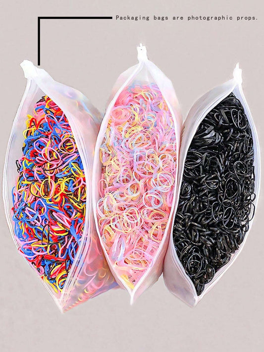 SHEIN مجموعة متنوعة من  500 قطعة رباطات الشعر المطاطية الصغيرة