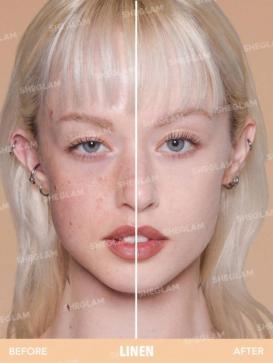 SHEGLAM Skin-Focus Linen بودرة أساس بتغطية عالية - وردي
