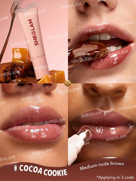 SHEGLAM ملمع شفاه شفاف مرطب بنكهة كوكي الكاكاو