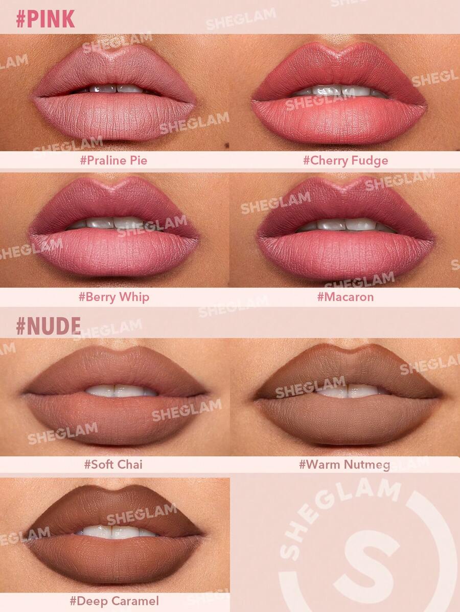 SHEGLAM Warm Nutmeg أحمر شفاه ومحدد شفاه مزدوج الطرف
