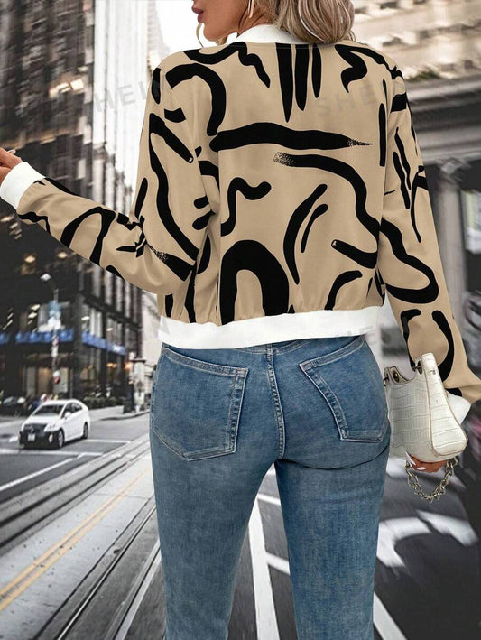 SHEIN LUNE سترة ربيعية ضيقة مطبوعة بتصميم أنيق للنساء