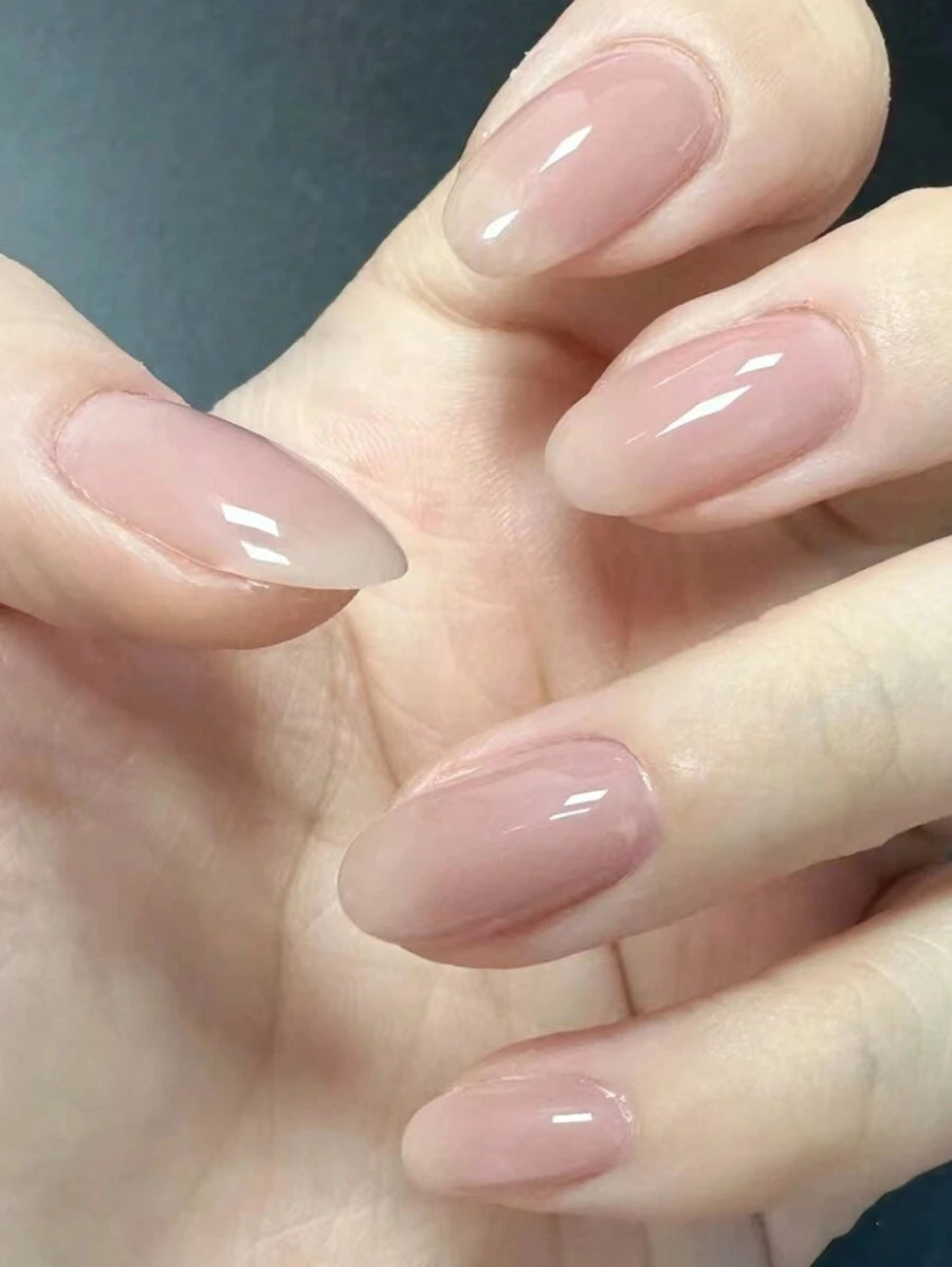 SHEIN مجموعة أظافر طويلة وردي مرجاني بيضاوية