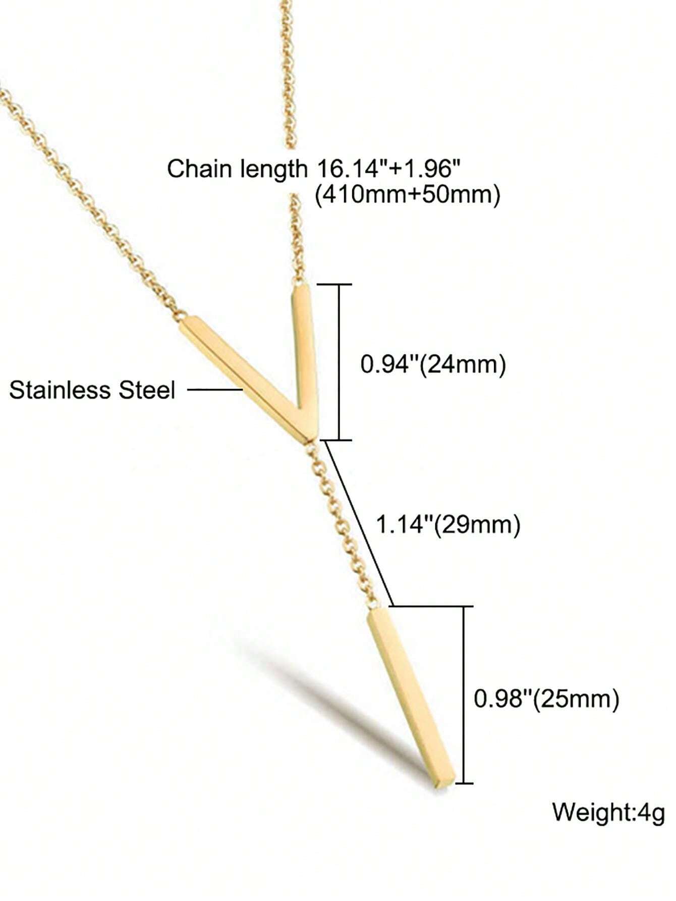 قلادة حرفية بسيطة من الفولاذ المقاوم للصدأ ذات اللون الذهبي كمجوهرة سلسلة طويلة عصرية للنساء وإكسسوار للحفلات (قطعة واحدة)