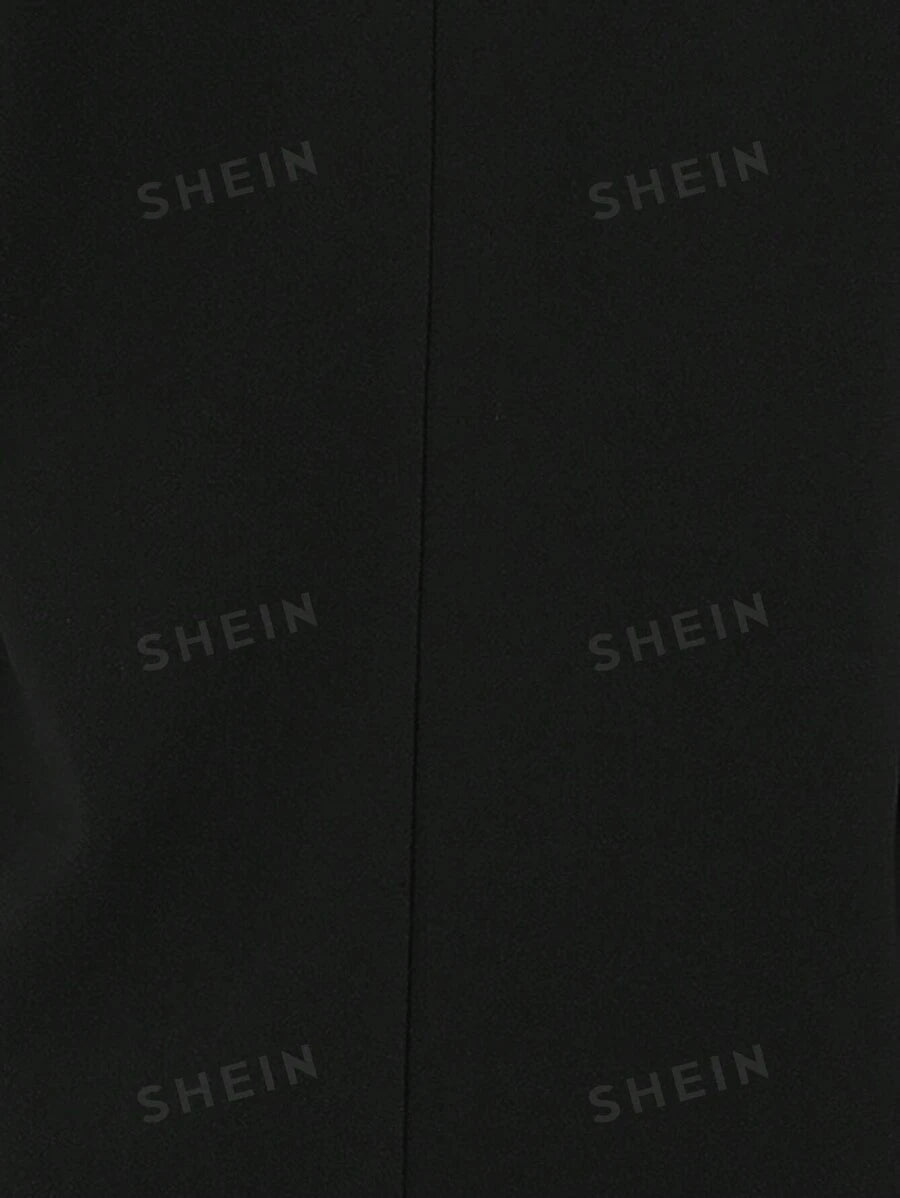 SHEIN Relaxiva معطف بياقة مطوي مسنن صف ازرار مزدوجة