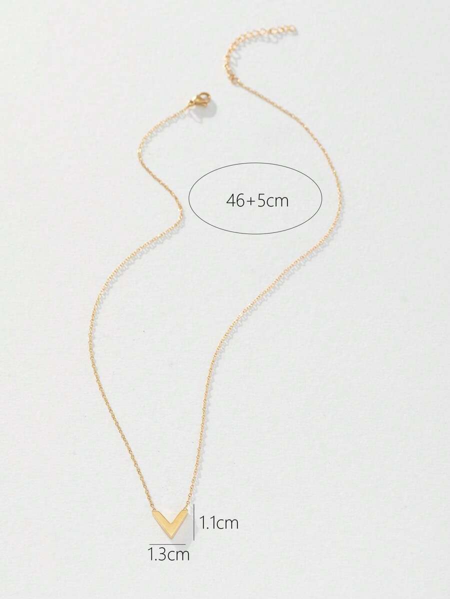 SHEIN V قطعة قلادة كلاسيكية عصرية على شكل حرف