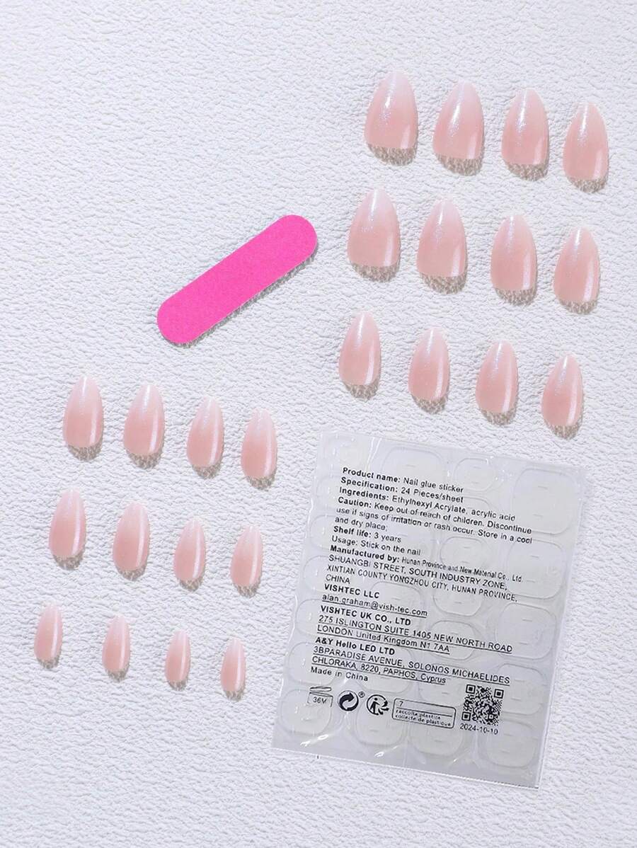 SHEIN أظافر (24 قطعة) على شكل لوزي مدبب قصير