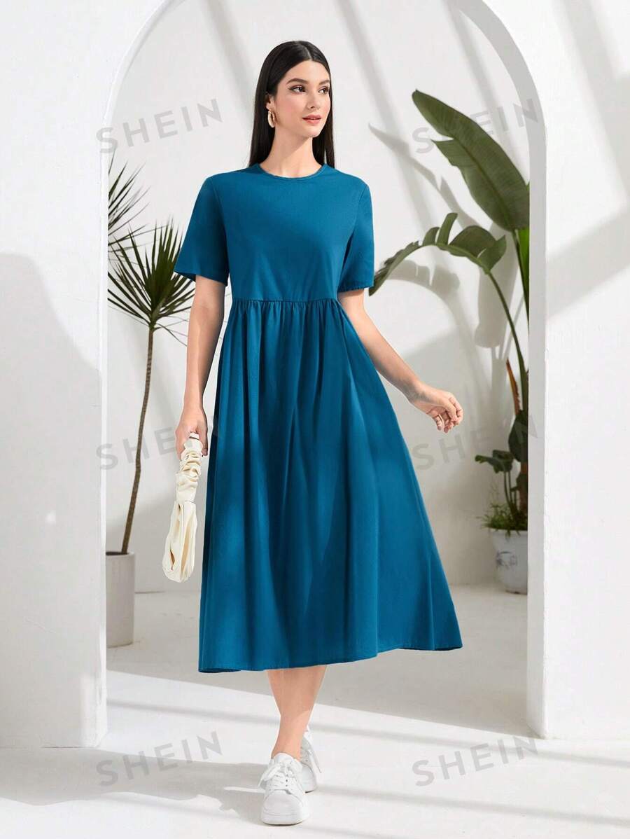 SHEIN Mulvari فستان نسائي بقصة فضفاضة سادة