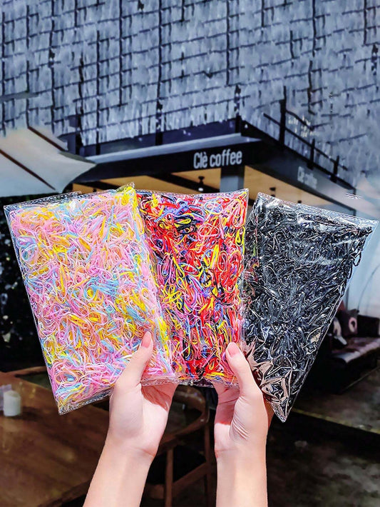 SHEIN مجموعة متنوعة من  500 قطعة رباطات الشعر المطاطية الصغيرة