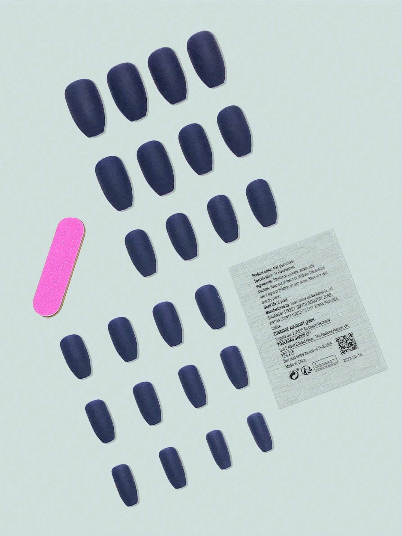 24Pcs Cobalt Blue Full Cover False Nails, Almond Shaped with Matte Effect, Suitable for Women and Girls