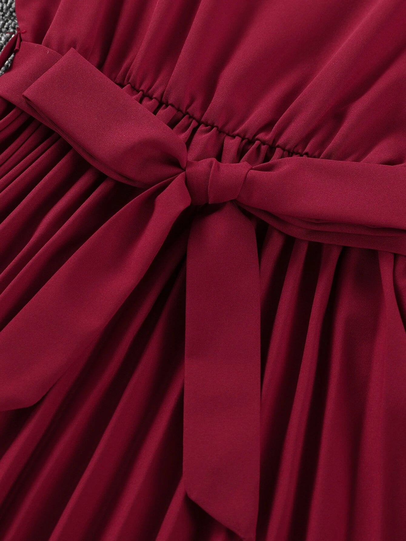 Young Girl Pleated Hem Belted Dress