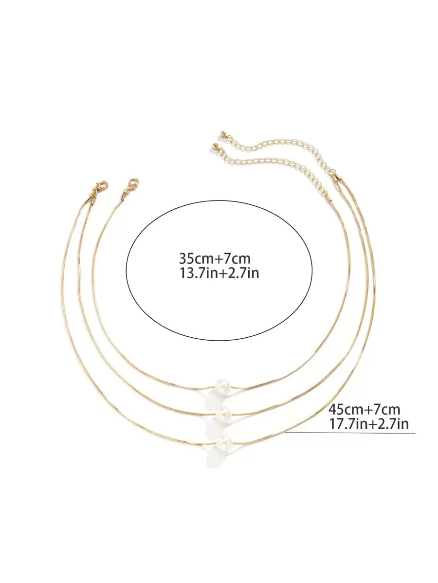 SHEIN قلادة ذهبية بلؤلؤة اصطناعية قطعتين