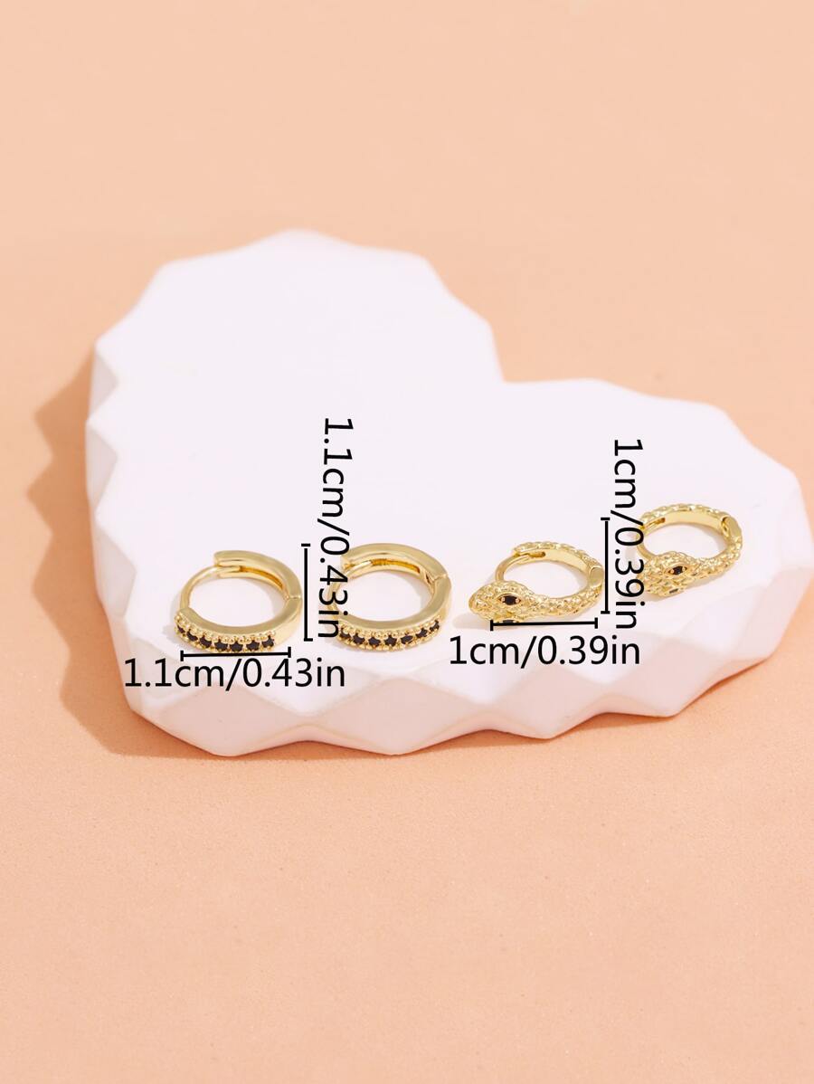 SHEIN أقراط ثعبان 4 قطع ذهبية عتيقة