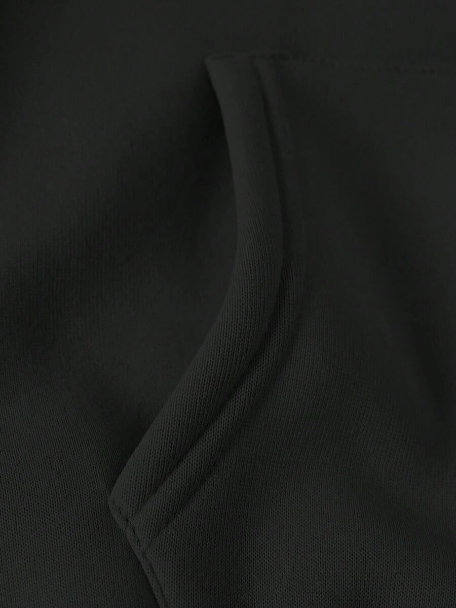 SHEIN INAWLY هوديي اسود من قماش دافئ مطاطي