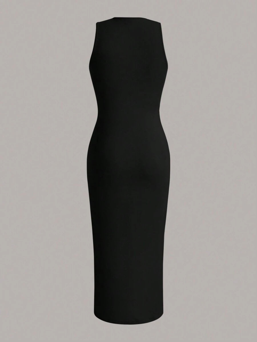 SHEIN EZwear فستان طويل بدون أكمام مع شق عالي