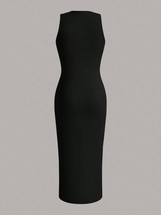 SHEIN EZwear فستان طويل بدون أكمام مع شق عالي