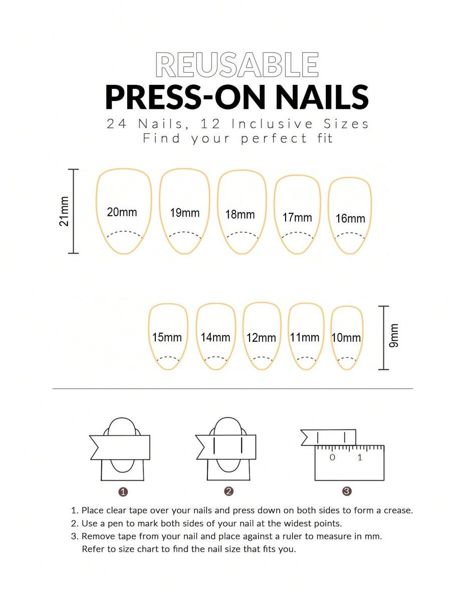 SHEIN أظافر (24 قطعة) على شكل لوزي مدبب قصير