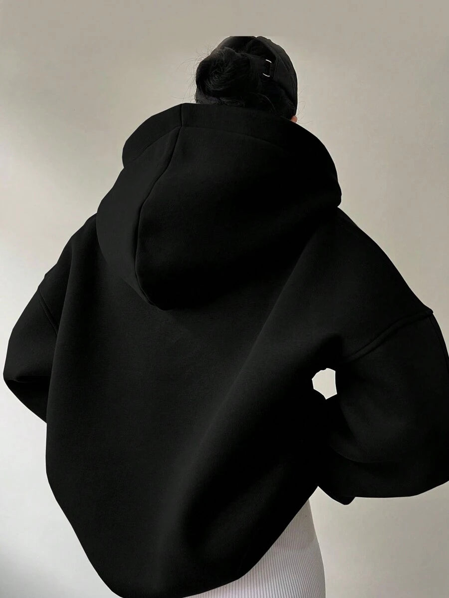 SHEIN INAWLY بلوفر اسود بأكمام طويلة