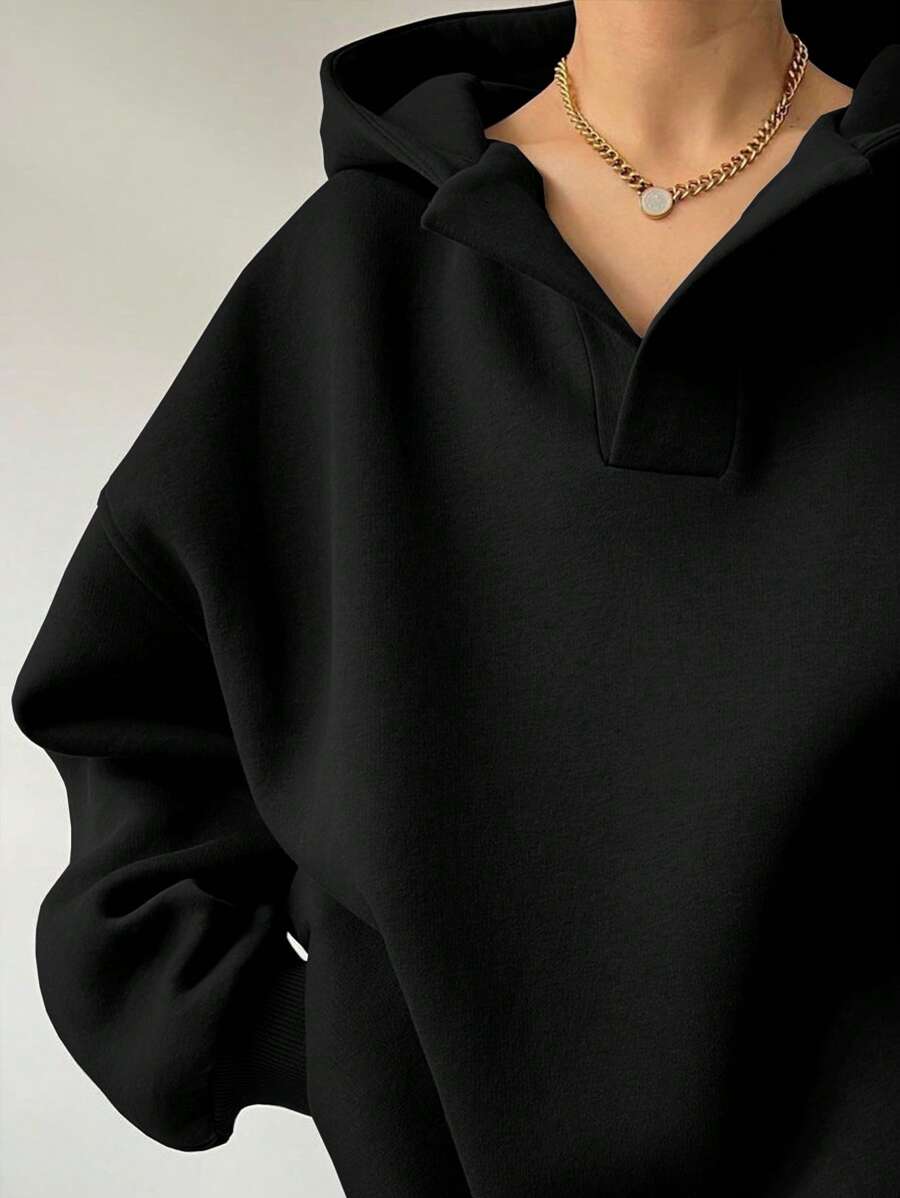 SHEIN INAWLY بلوفر اسود بأكمام طويلة