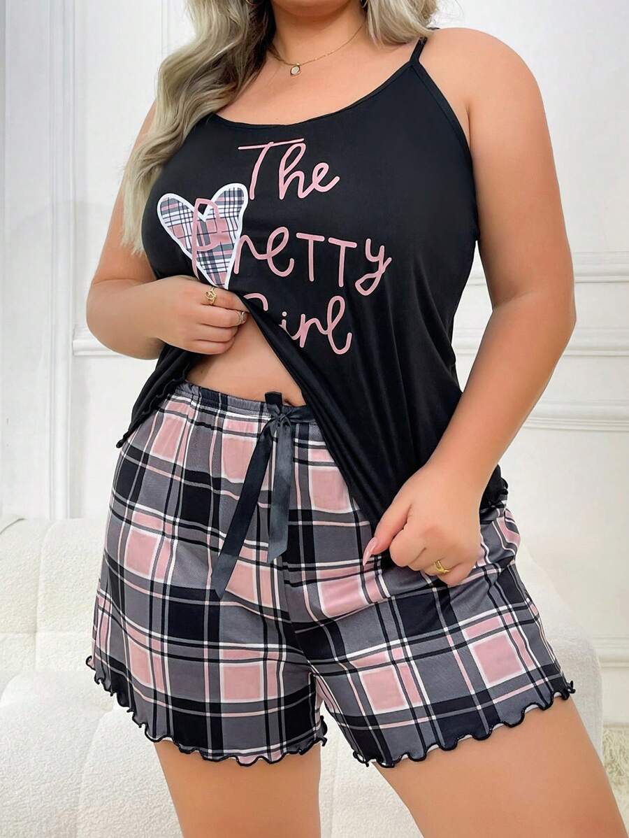 SHEIN بيجامة طقم كامي مطبوع وشورت