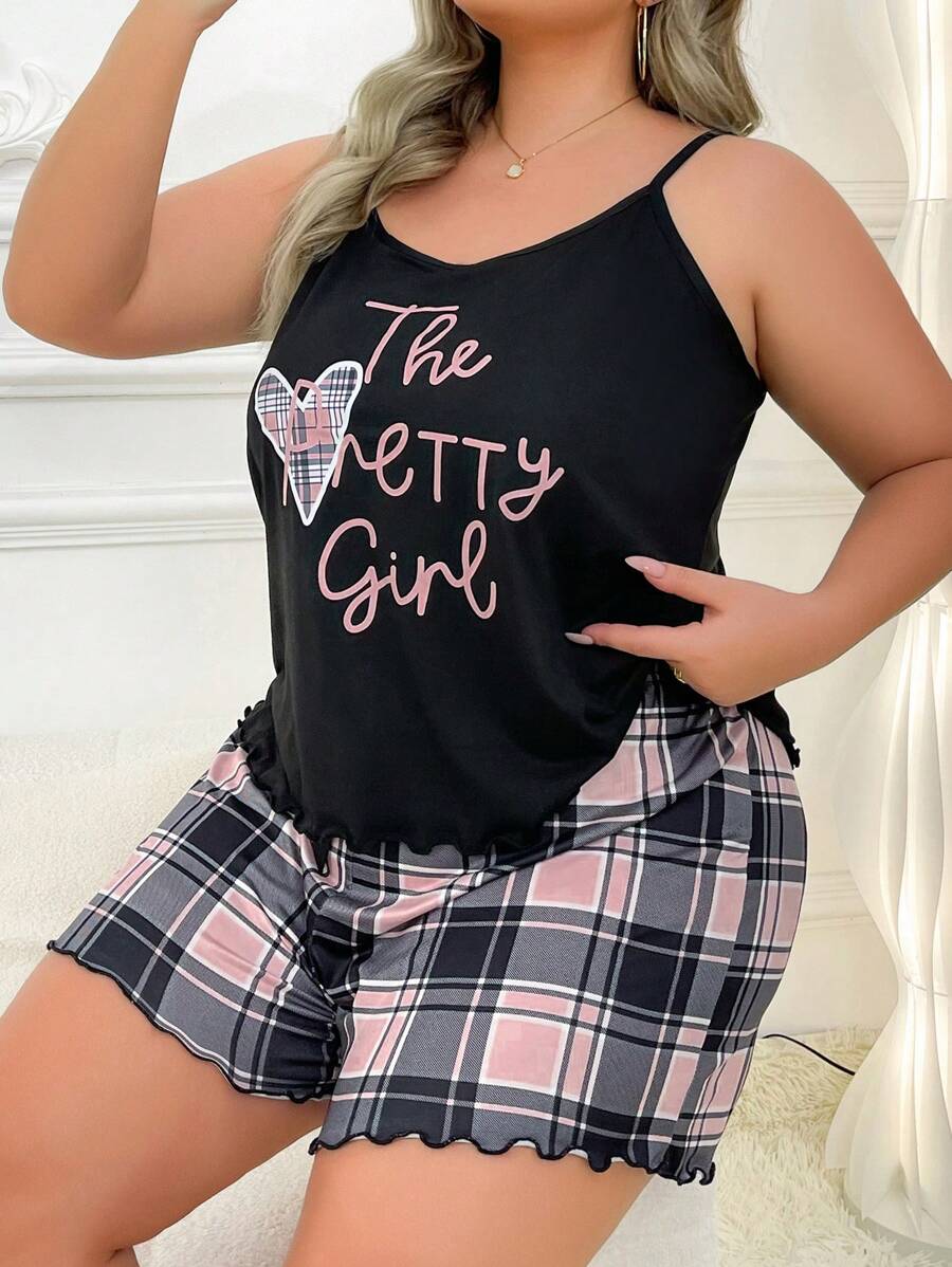 SHEIN بيجامة طقم كامي مطبوع وشورت