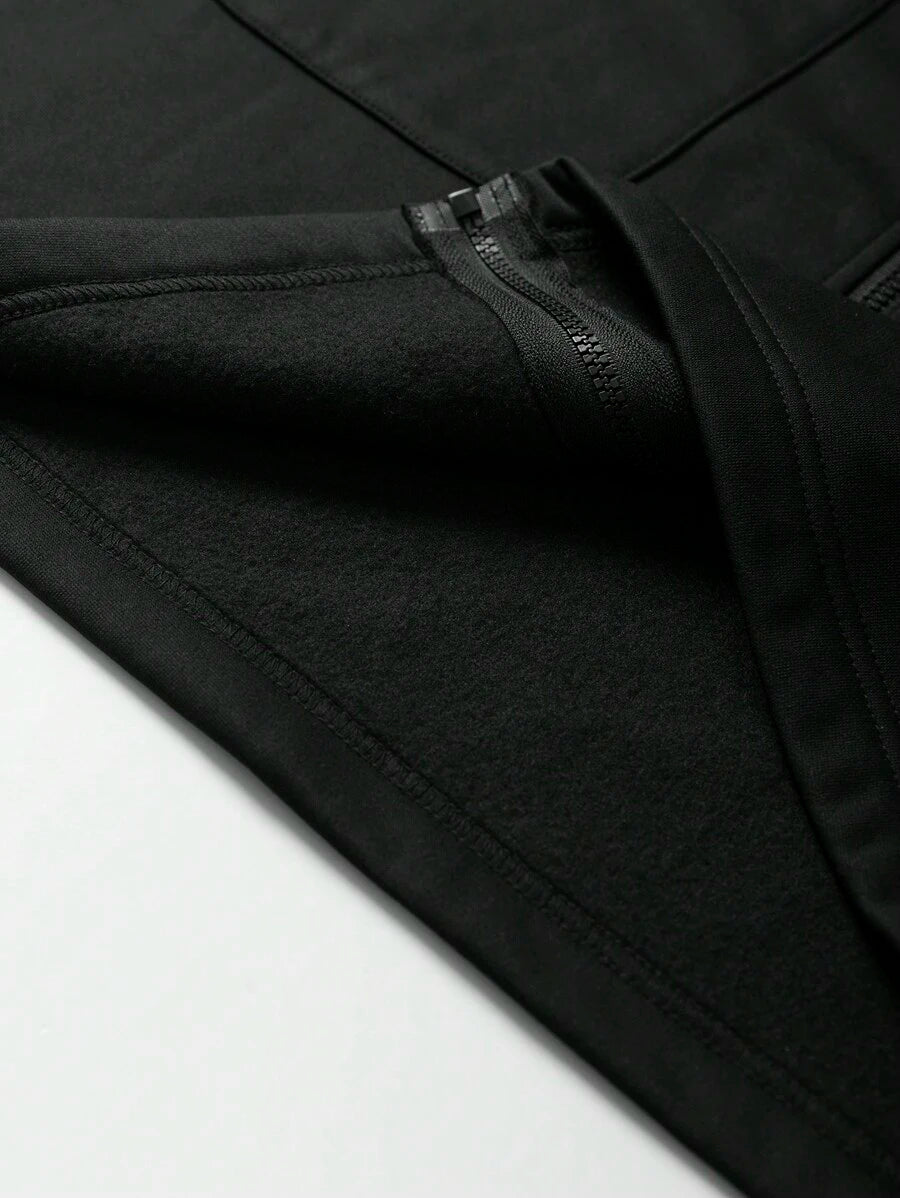 SHEIN INAWLY بلوفر اسود طويل بقلنسوة وأكمام طويلة