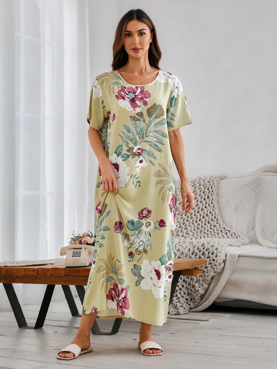 SHEIN Serenescape قميص نوم رخو وأنيق بقصة فضفاضة بطبعة زهرية