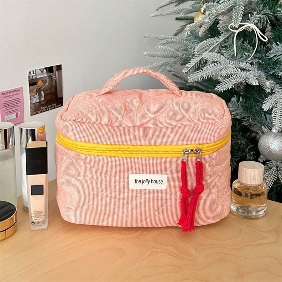 SHEIN حقيبة مكياج كورية مربعة كبيرة للسفر وتنظيم مستحضرات التجميل