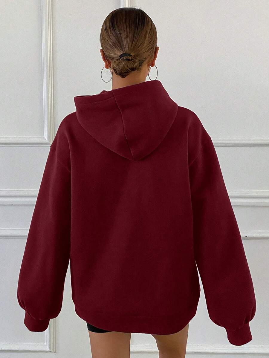 SHEIN DAZY هودي فليس كاجوال مبطن للحرارة