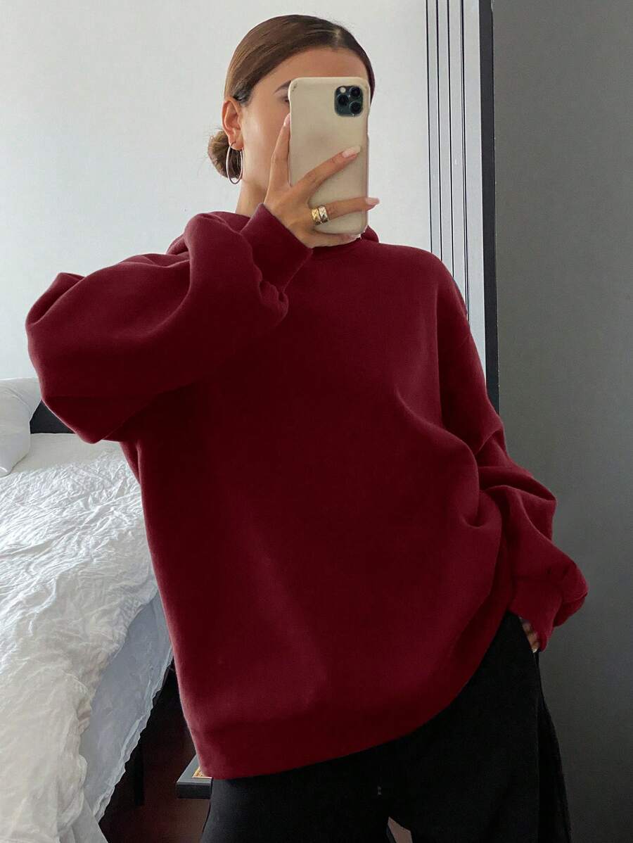 SHEIN DAZY هودي فليس كاجوال مبطن للحرارة