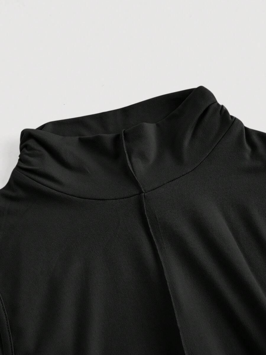SHEIN MOD فستان أسود طويل بدون أكمام بياقة عالية