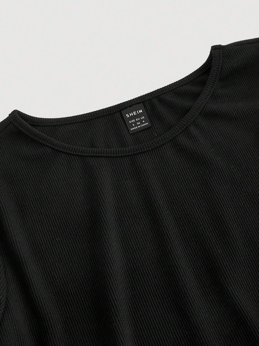 SHEIN MOD فستان اسود طويل الأكمام مع حزام