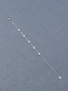 SHEIN إسورة فاخرة من الستانلس ستيل مرصعة بفصوص لامعة