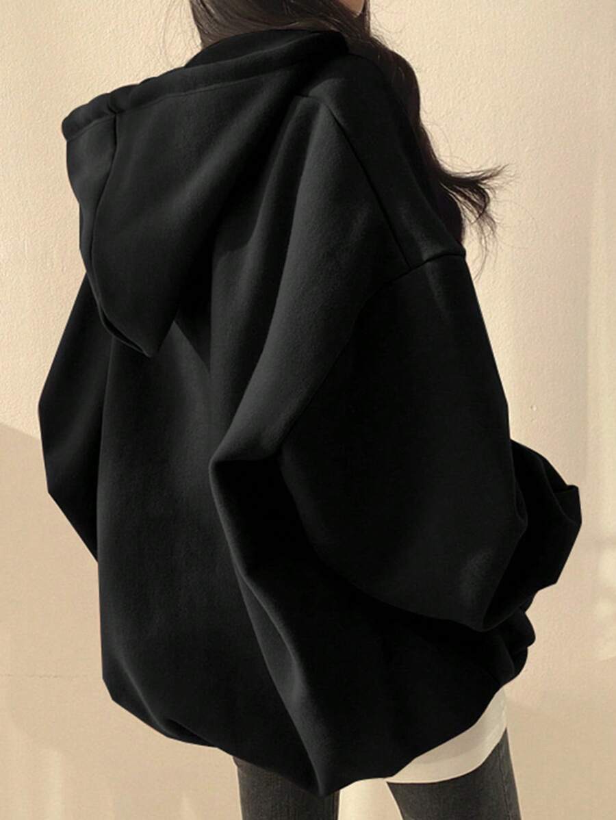 SHEIN INAWLY معطف هودي اسود مبطن حراري