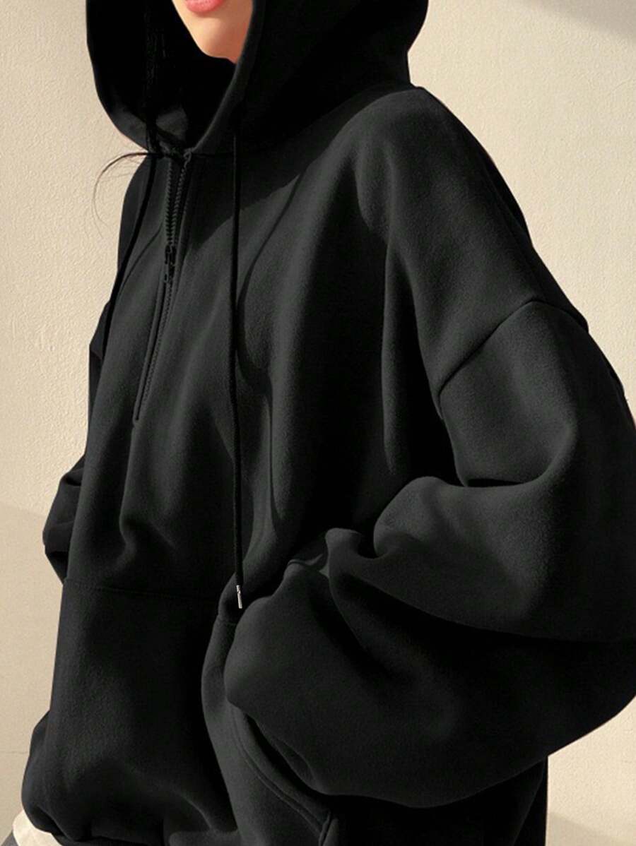 SHEIN INAWLY معطف هودي اسود مبطن حراري