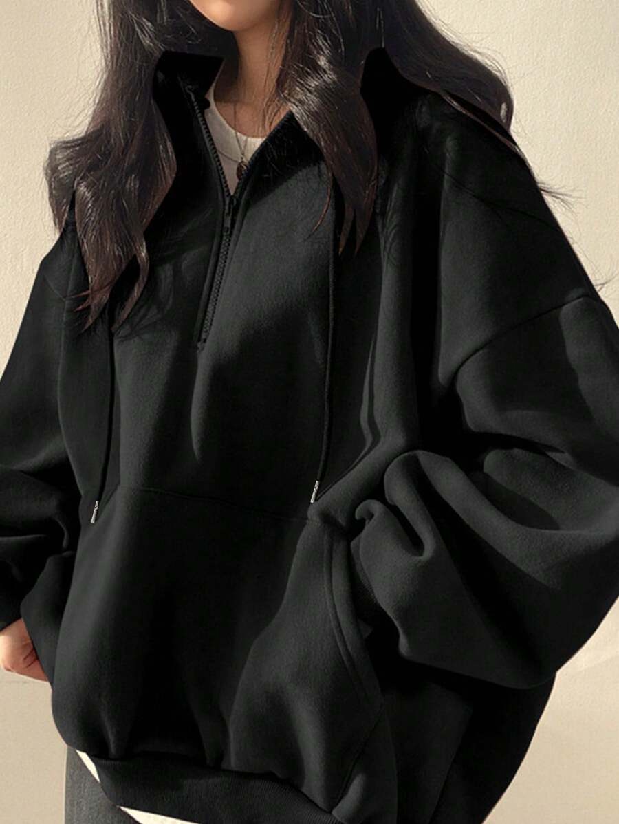SHEIN INAWLY معطف هودي اسود مبطن حراري