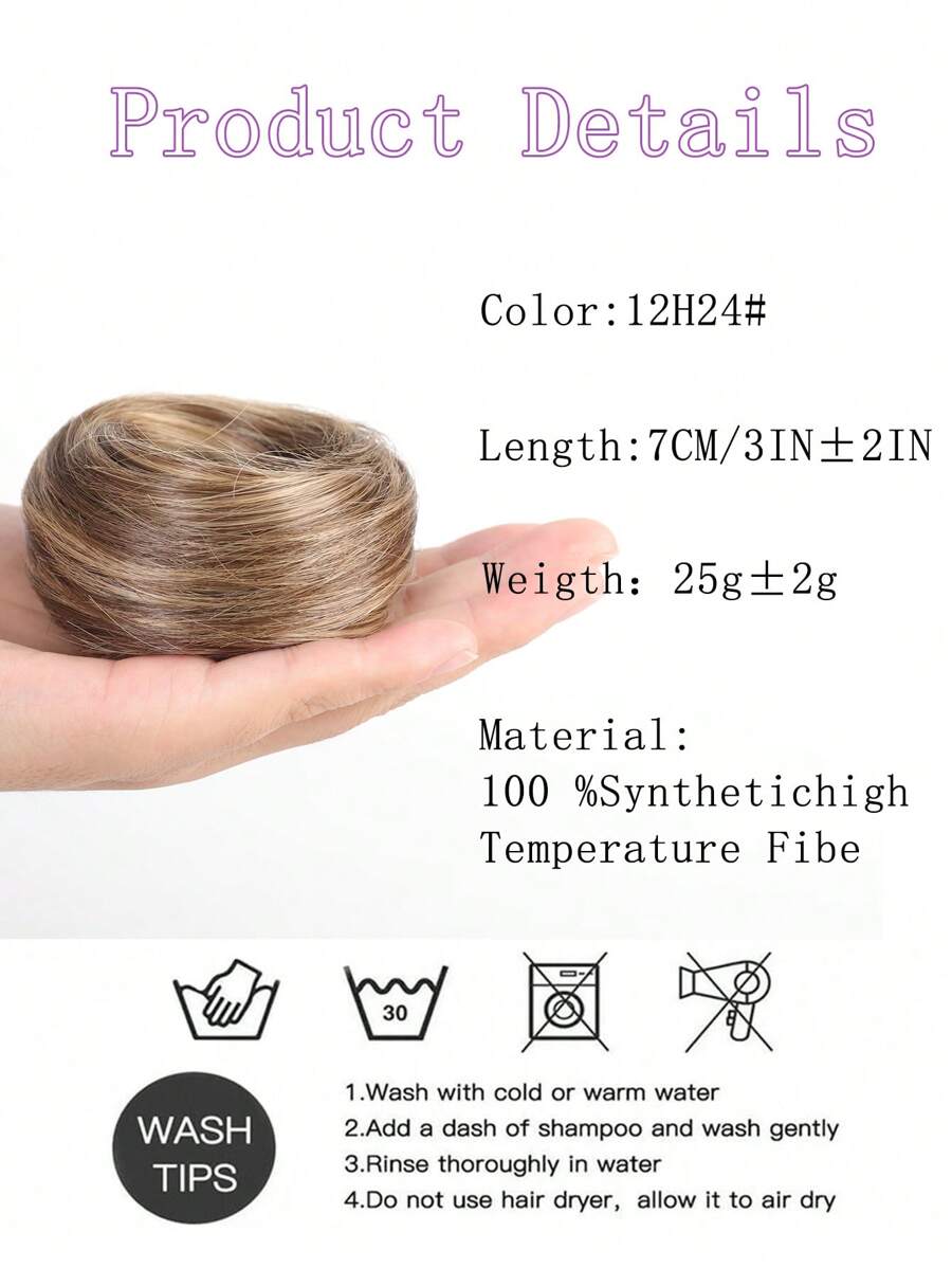 SHEIN - 3 Inch شعر مستعار مؤقت بخصلة ملساء مصنوعة من مطاط مطاطي لربطة الشعر