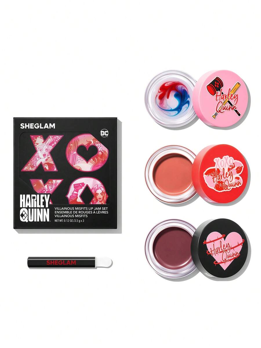 Harley Quinn X SHEGLAM - Villainous Misfits Lip Jam 3 مجموعة مرطب الشفاه