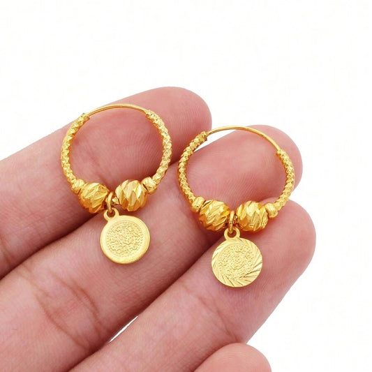 SHEIN زوج أقراط حلقة مطلية ذهبية