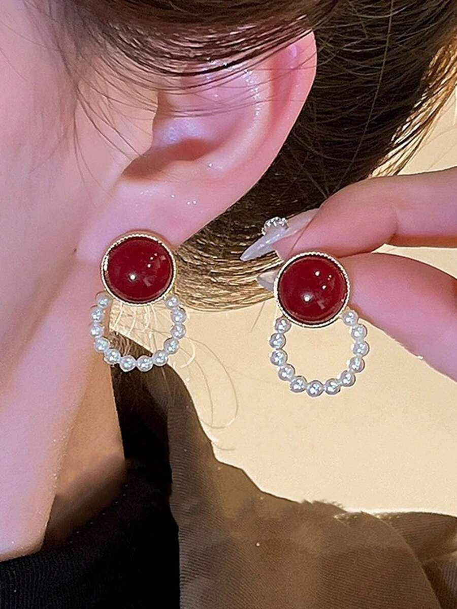 SHEIN مجموعة من5 أزواج من الأقراط المزينة بالزهور