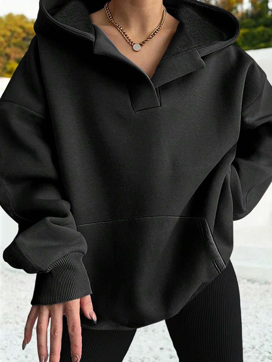 SHEIN EZwear بلوفر نسائي اسود كاجوال