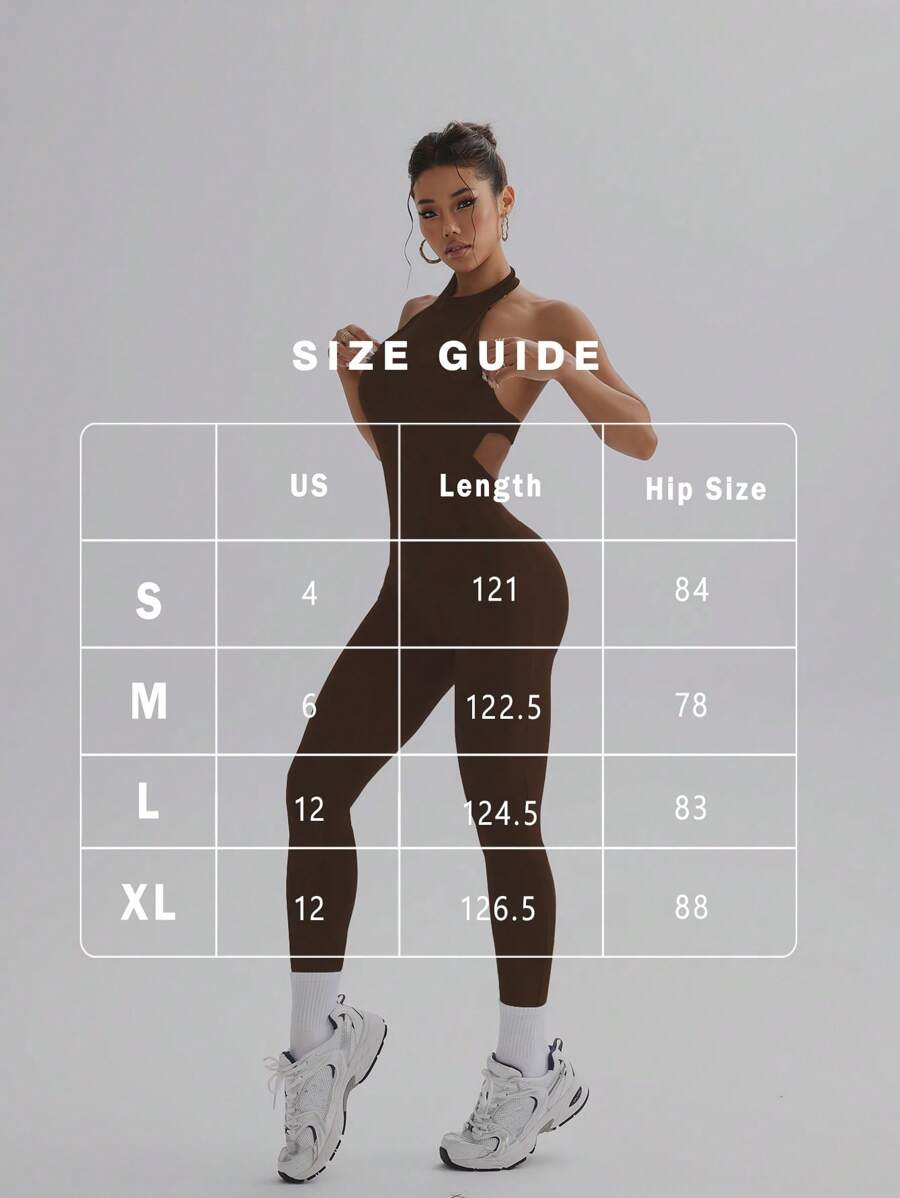SHEIN FWH جمبسوت رياضي بني ضيق وظهر مكشوف