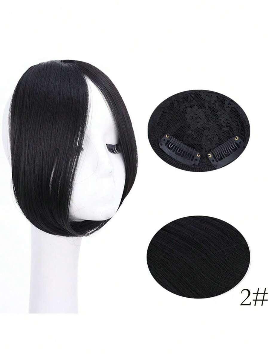SHEIN باروكة شعر صناعي أسود بطول 12 بوصة