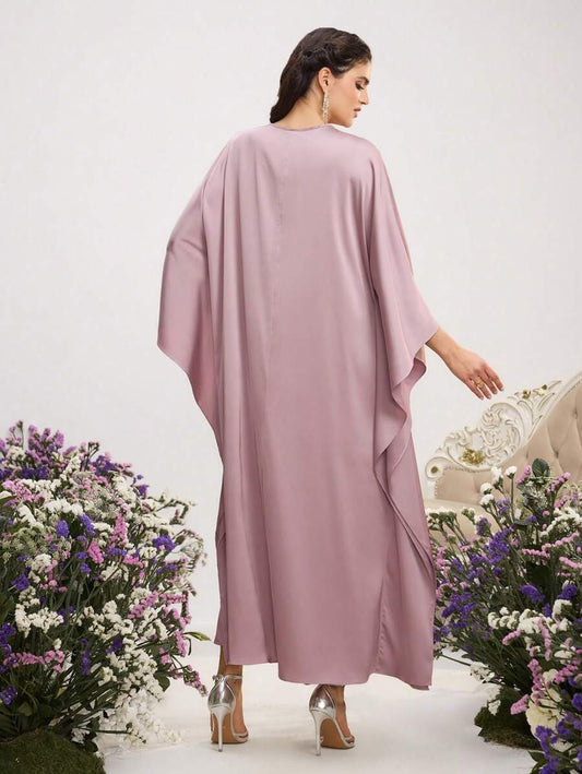 SHEN Al Najma  فستان طويل بتصميم وتطريز عربي بلون كشميري