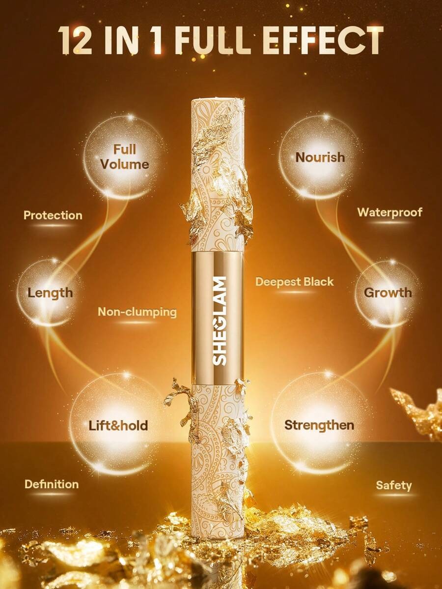 SHEGLAM 24K All-In-One ماسكارا متعددة التأثيرات لإطلالة فاخرة