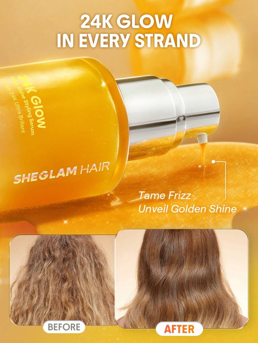 SHEGLAM HAIR مصل تصفيف عالي اللمعان 24 قيراط