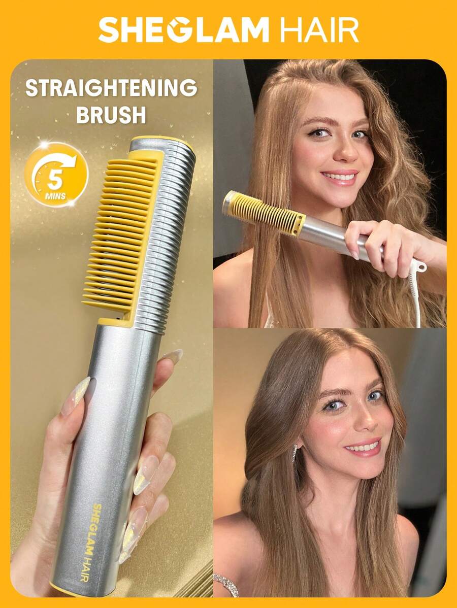 SHEGLAM HAIR فرشاة تمليس الشعر الحرارية عيار 24 قيراط