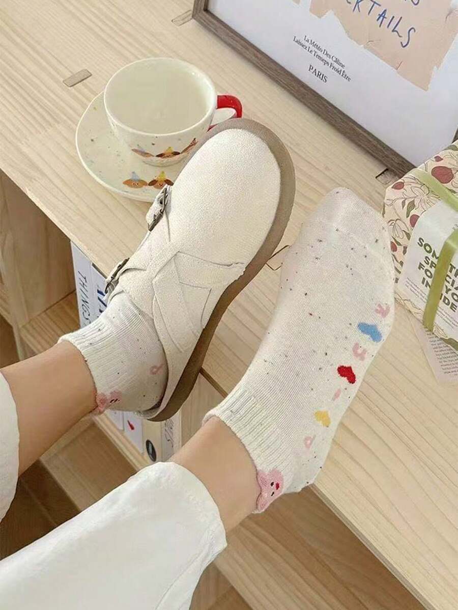 SHEIN مجموعة 5 أزواج جوارب نسائية بنمط أرنب