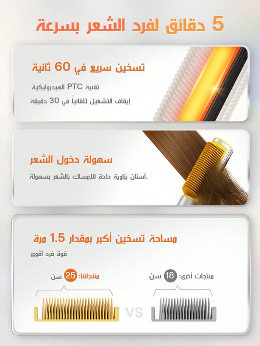 SHEGLAM HAIR فرشاة تمليس الشعر الحرارية  عيار 24 قيراط